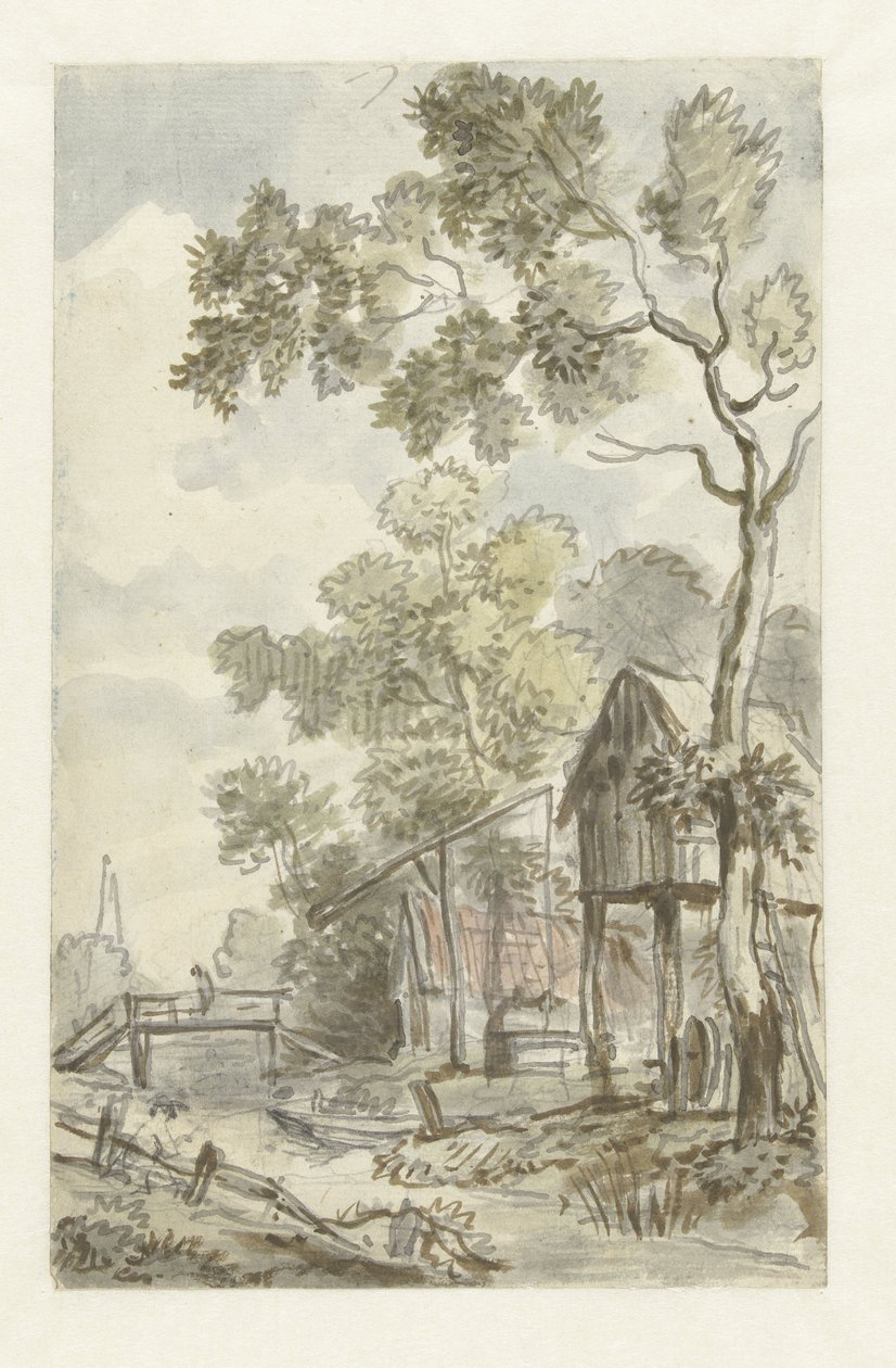 Ontwerp voor behangselschildering met Hollands landschap door Jurriaan Andriessen