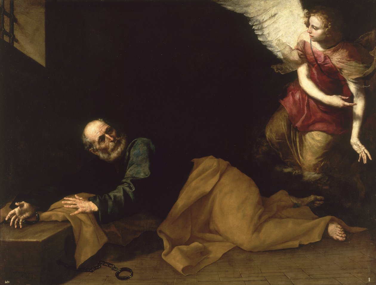 St. Peter Bevrijd door een Engel, 1639 door Jusepe de Ribera