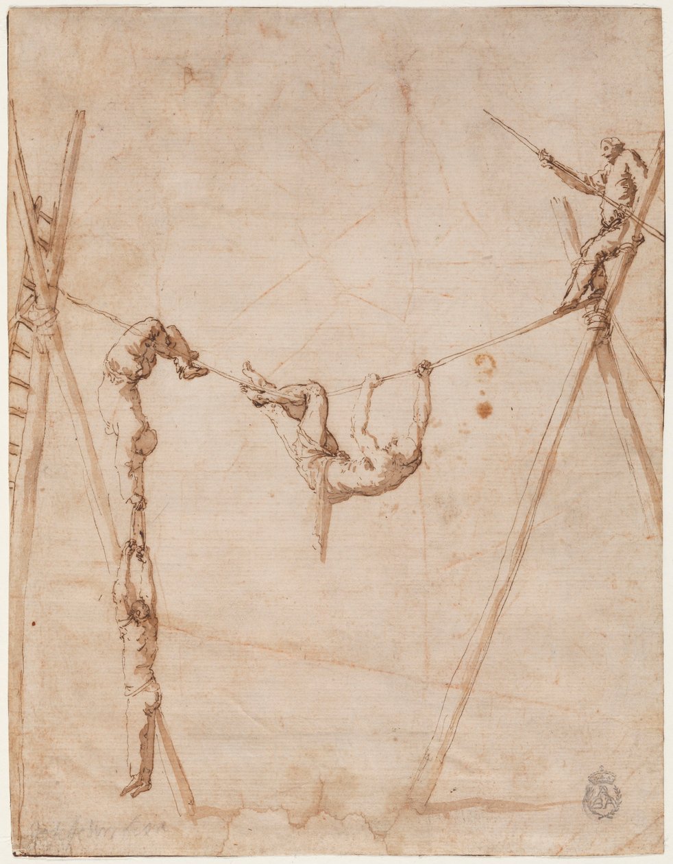 Acrobaten aan het touw. door Jusepe de Ribera