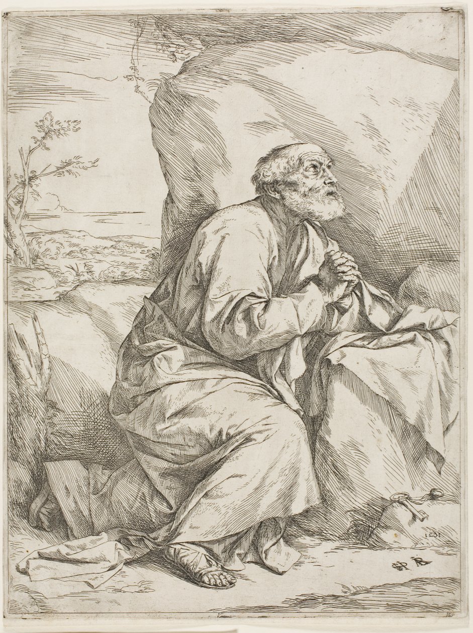Sint Petrus in de woestijn door Jusepe de Ribera