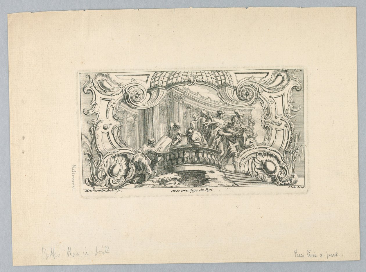 Ornament met Figuren door Juste Aurèle Meissonnier
