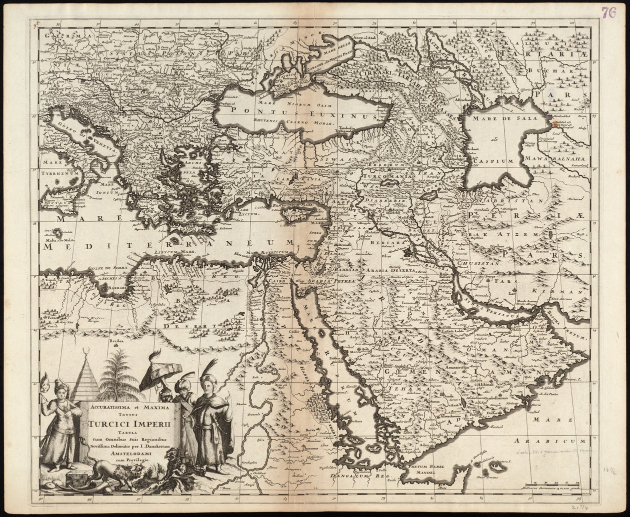 Accuratissima et maxima totius Turcici Imperii tabula cum omnibus suis regionibus novissima delineatio door Justus Danckerts