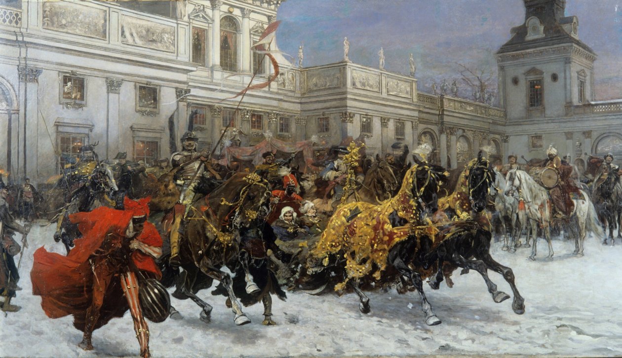 Vertrek van Marysieńka uit Wilanów door Jozef Brandt