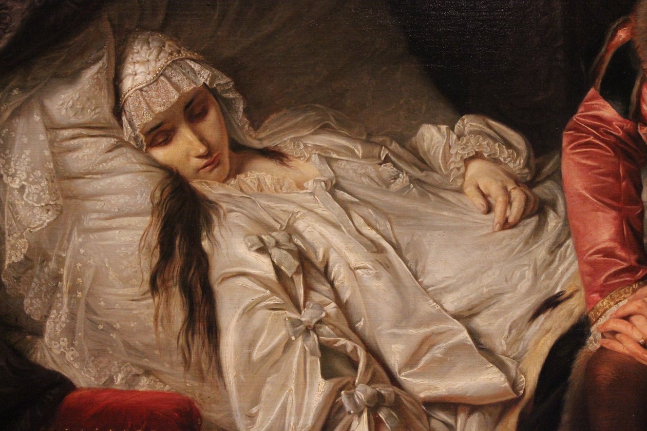 De dood van Barbara Radziwiłł door Józef Simmler