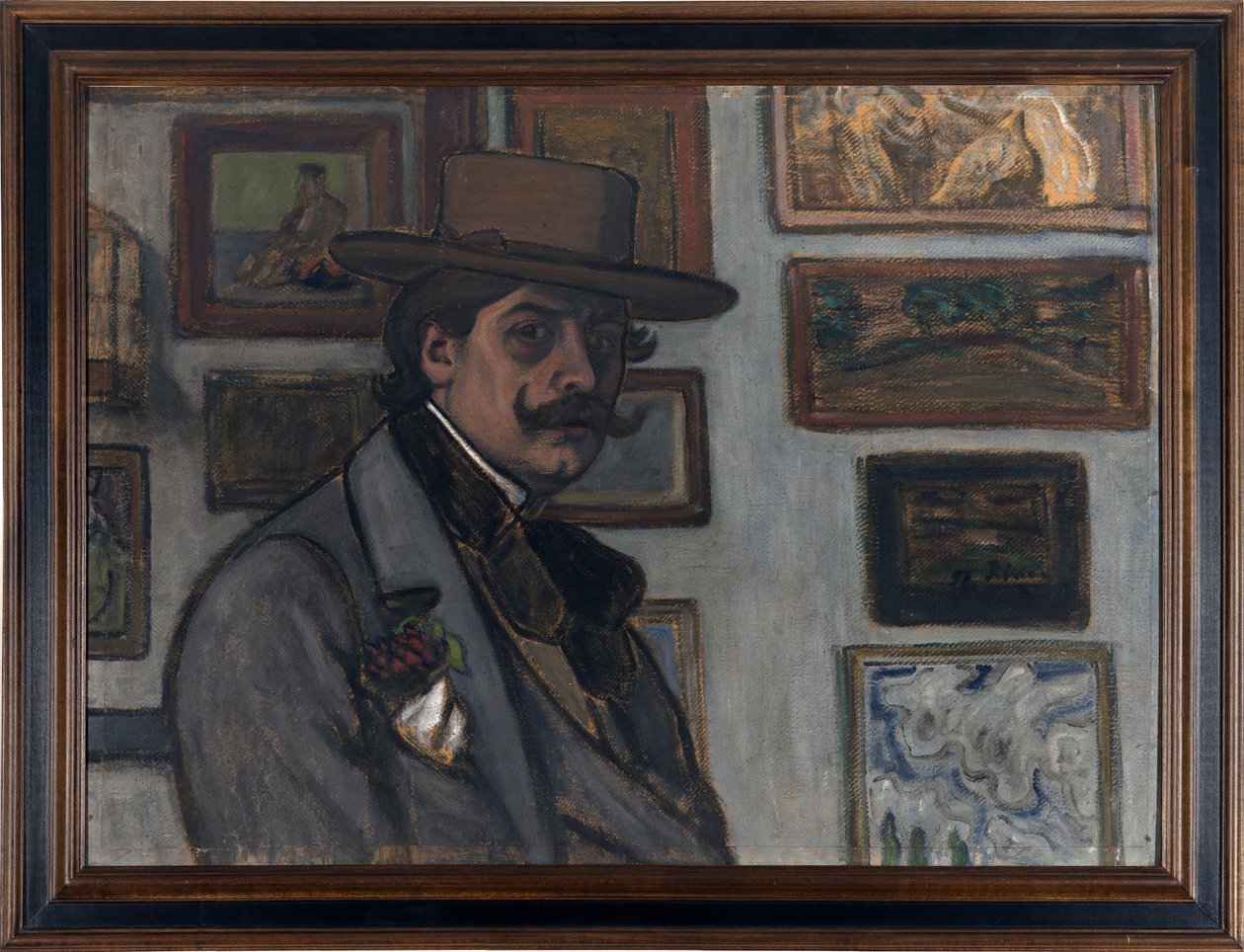 Zelfportret met een bruine hoed door József Rippl Rónai