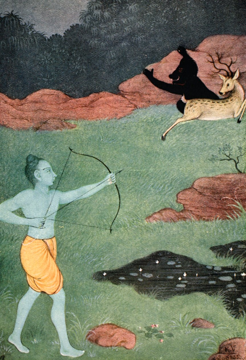 De dood van Maricha, 1913 door K Venkatappa