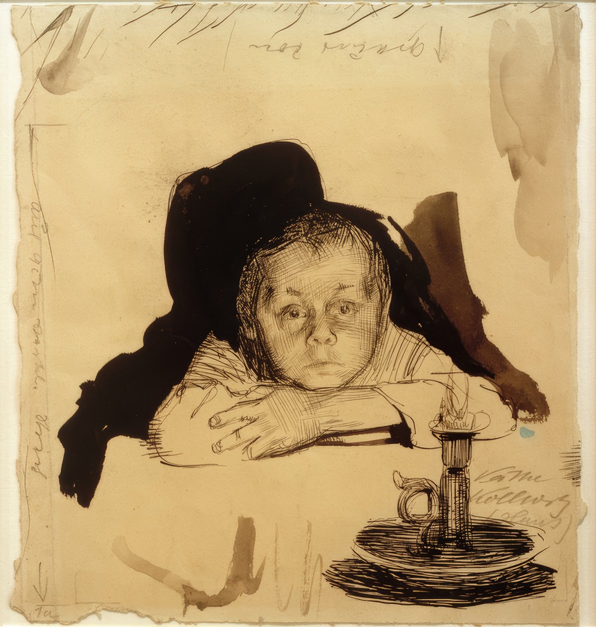 Hans Kollwitz met kaars door Käthe Kollwitz
