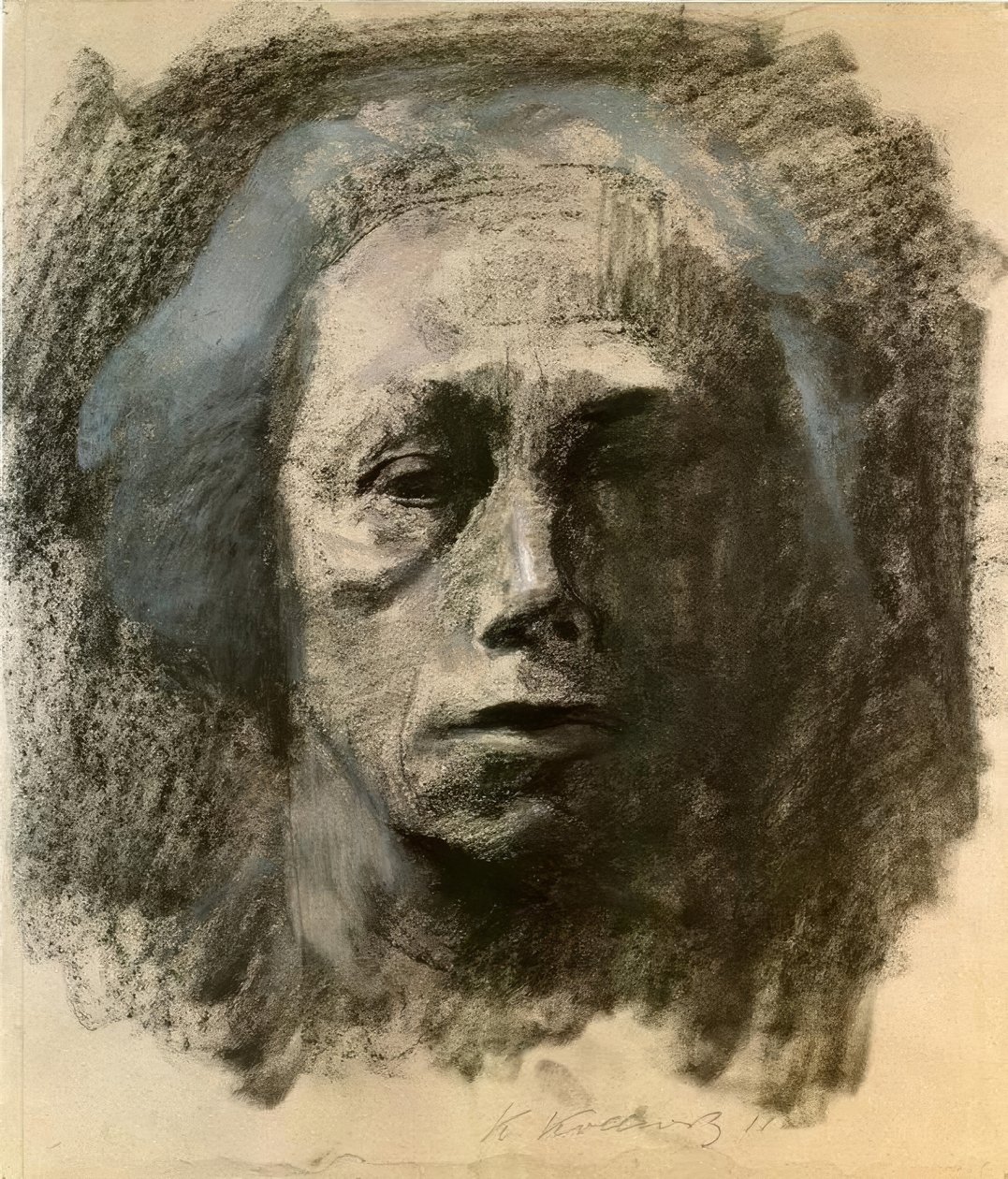 Zelfportret en face door Käthe Kollwitz