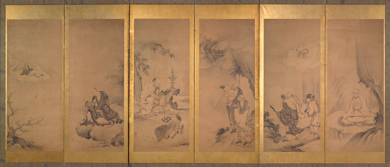 Boeddhistische, Daoïstische en Confuciaanse Patriarchen door Kano Sanraku