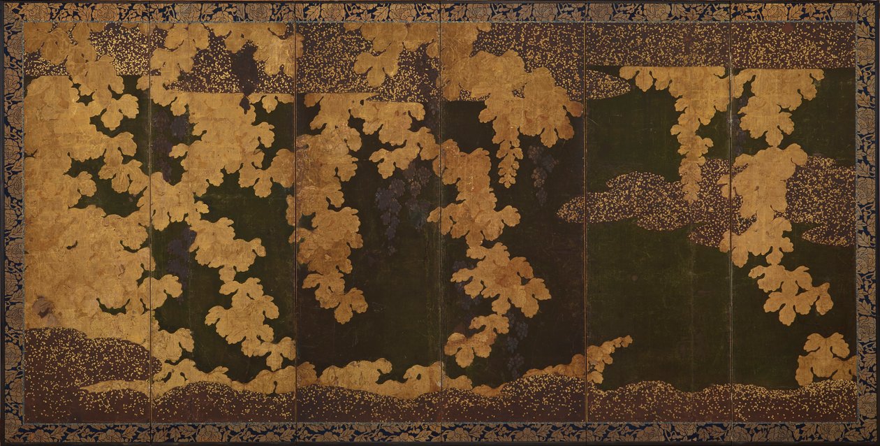 Druivenranken, Momoyama periode, 1568-1615 door Kano Eitoku