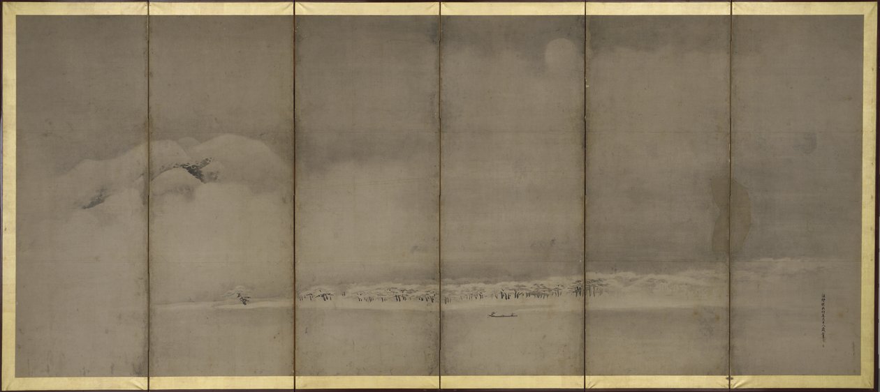 Mount Fuji en Matsubara Point, Schermen door Kano Tanyu