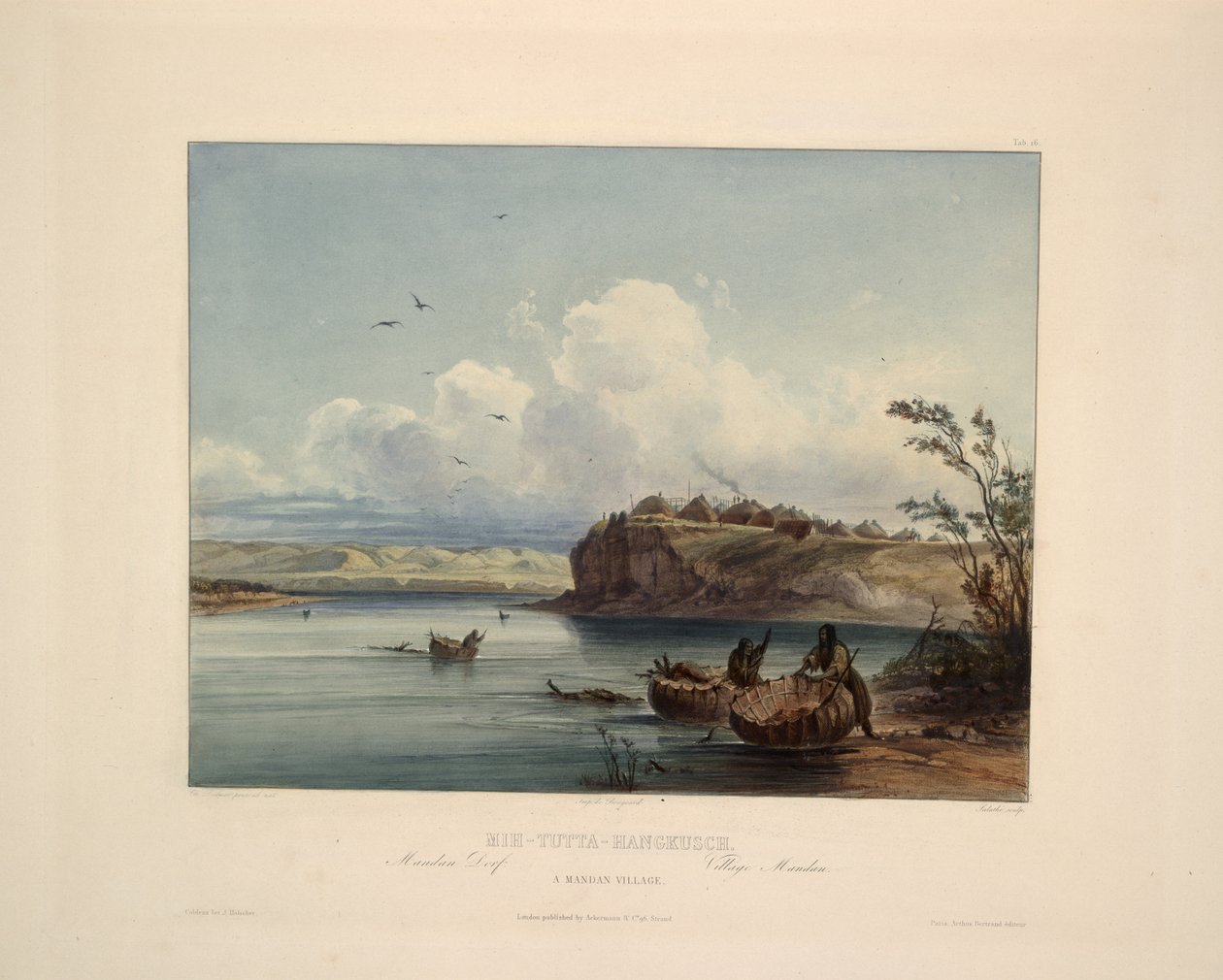 Een Mandan dorp door Karl Bodmer