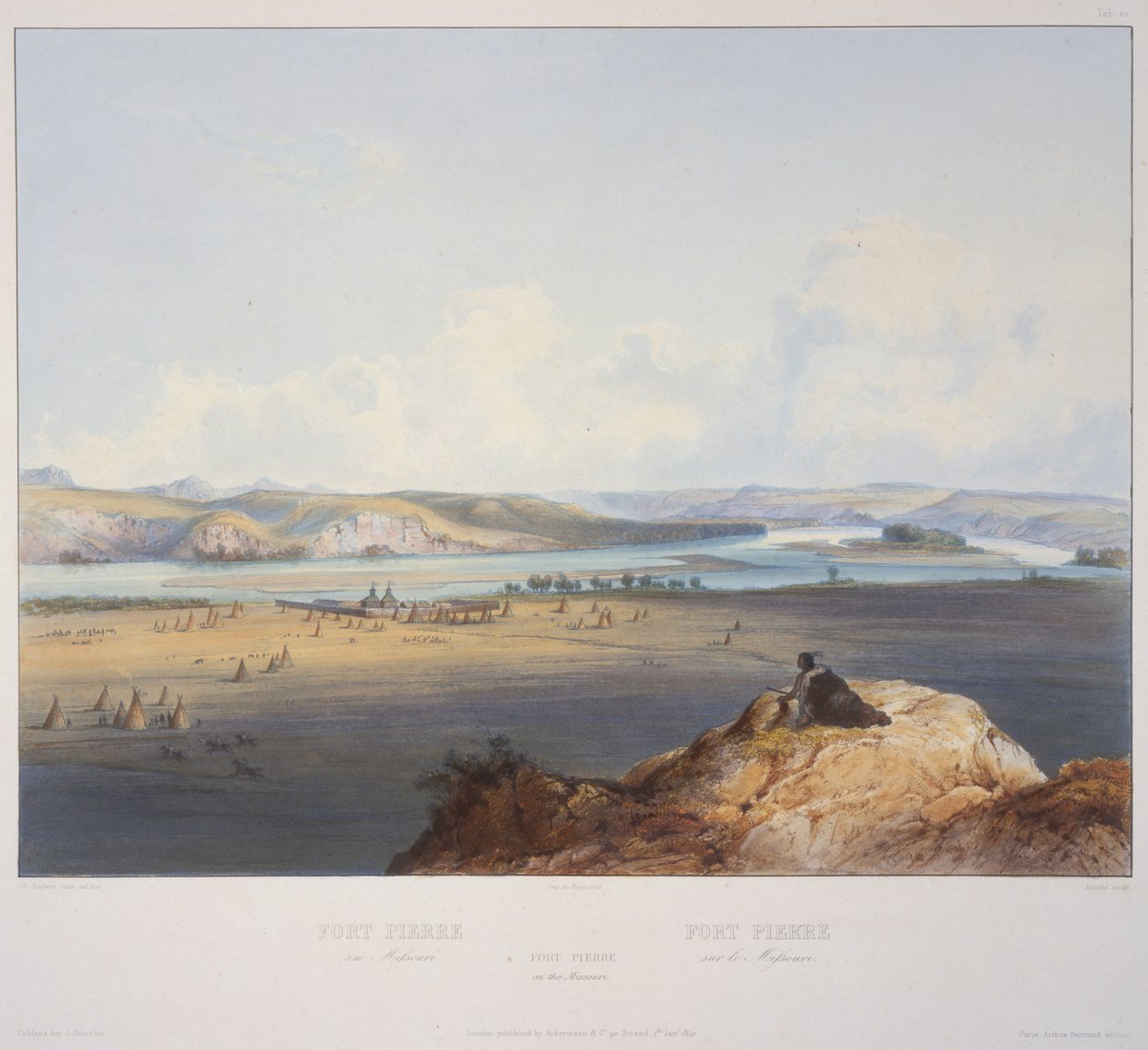 Fort Pierre aan de Missouri door Karl Bodmer