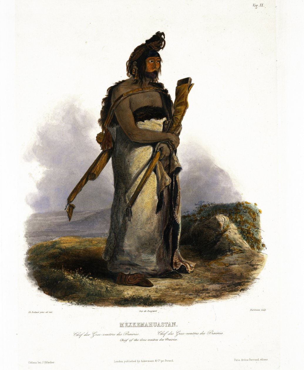 Mexkemahuastan, hoofd van de Gros-Ventres van de prairies, plaat 20 uit Volume 1 van 