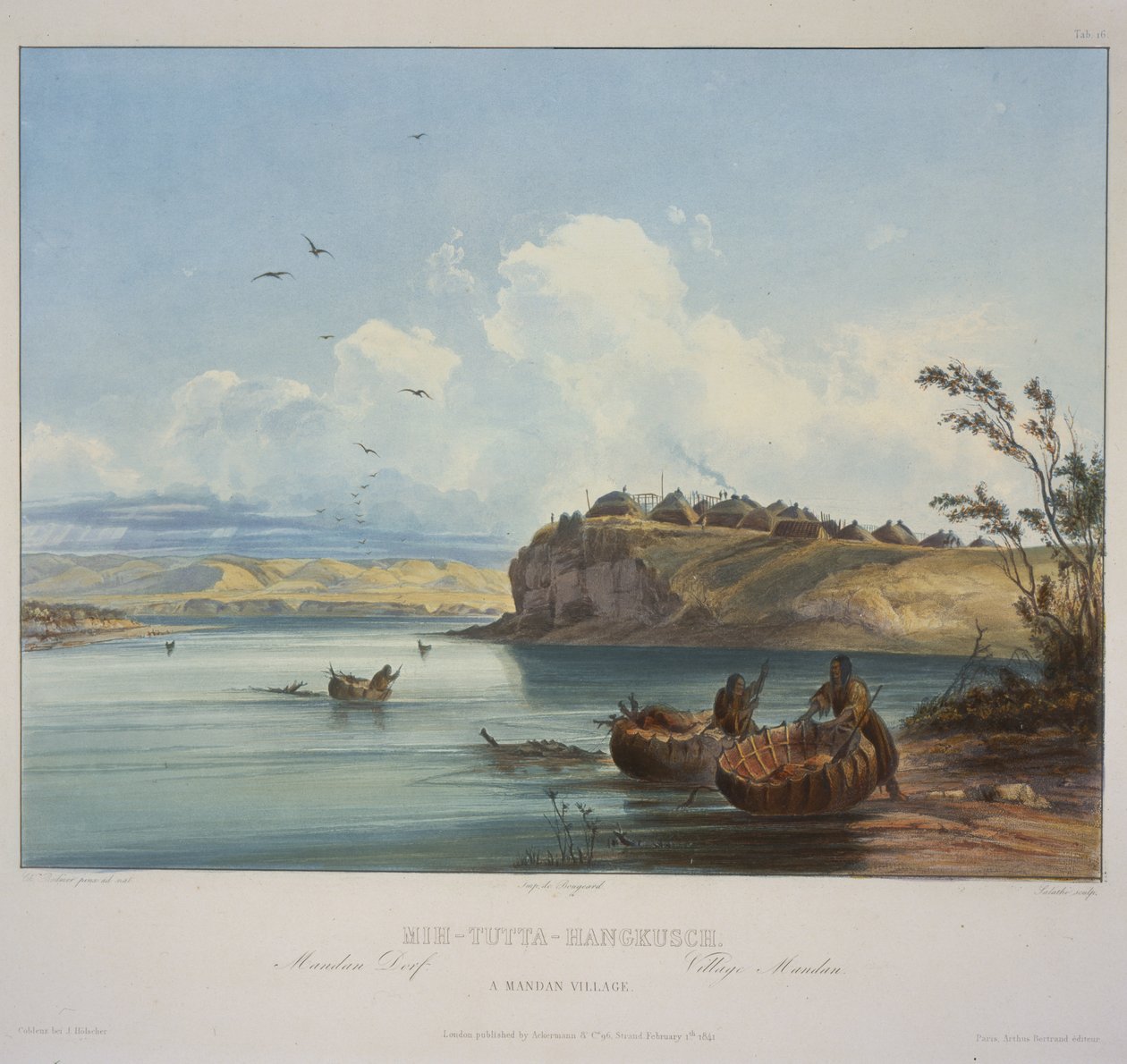 Mih-Tutta-Hangkusch. Een Mandan-dorp door Karl Bodmer