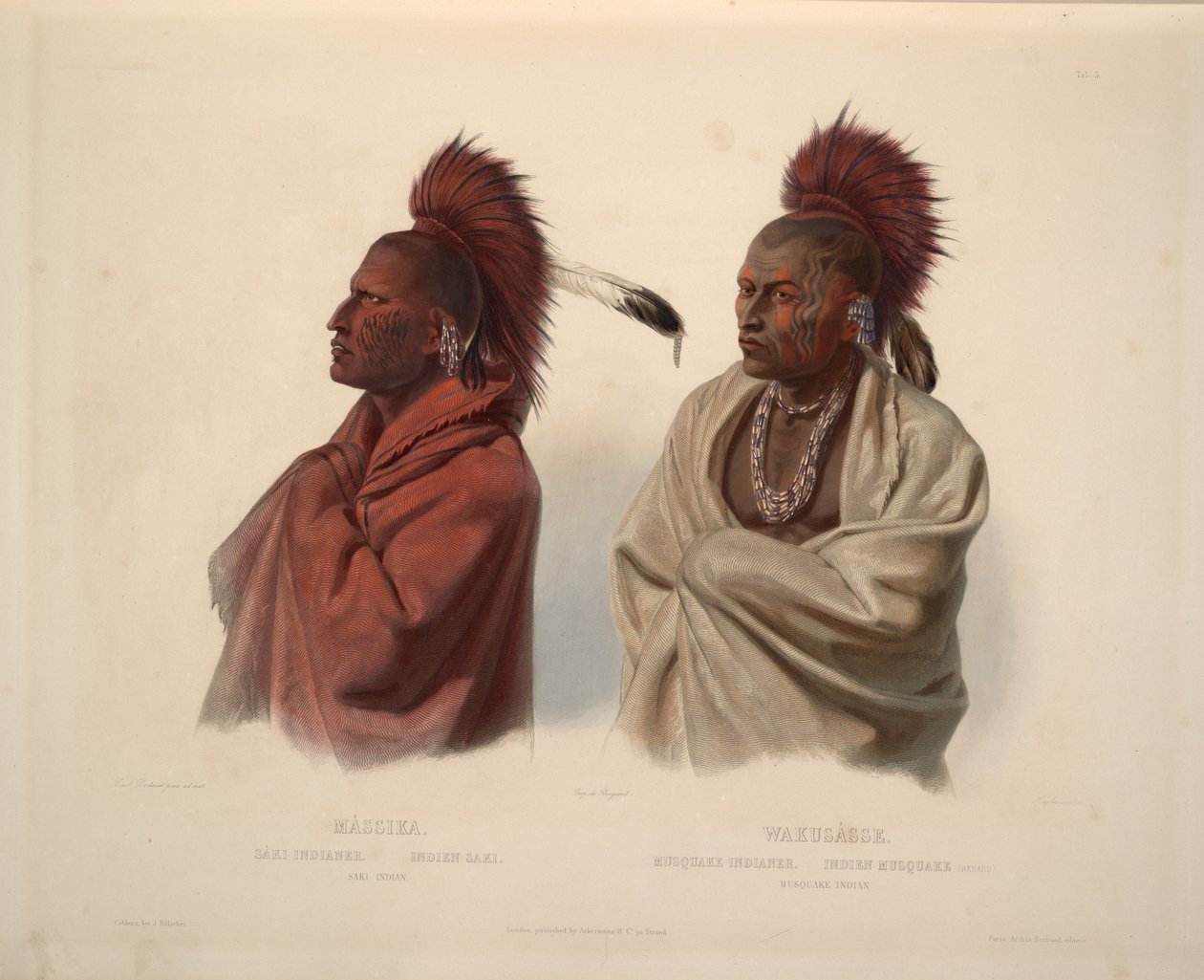 Saki indiaan en Musquake indiaan door Karl Bodmer