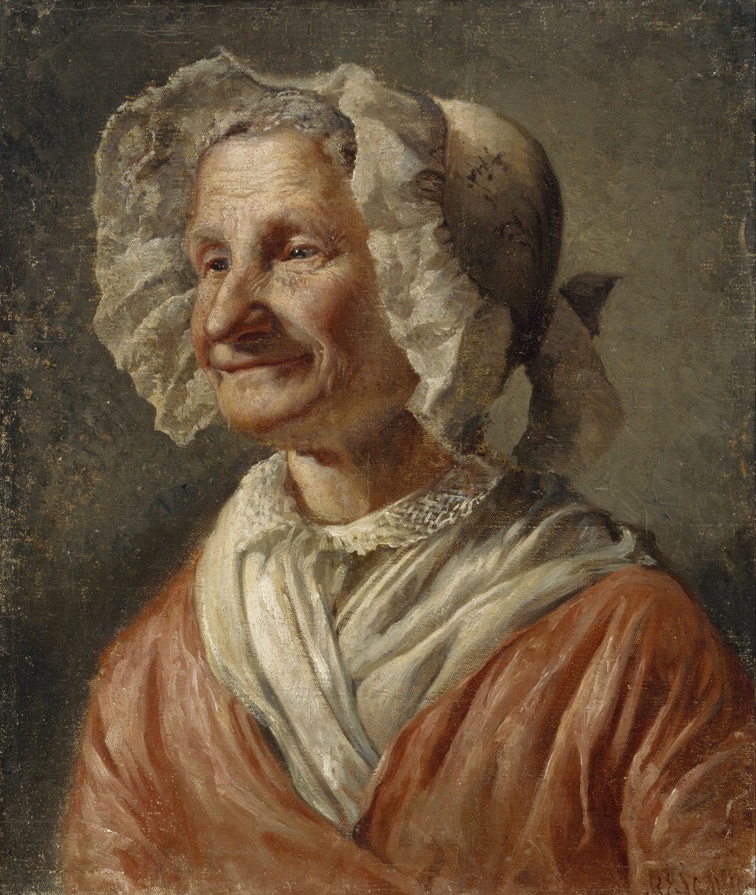 Oude vrouw met een witte muts door Eugène Jansson
