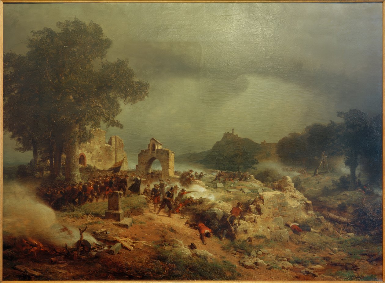 Landschap uit de Dertigjarige Oorlog door Carl Friedrich Lessing