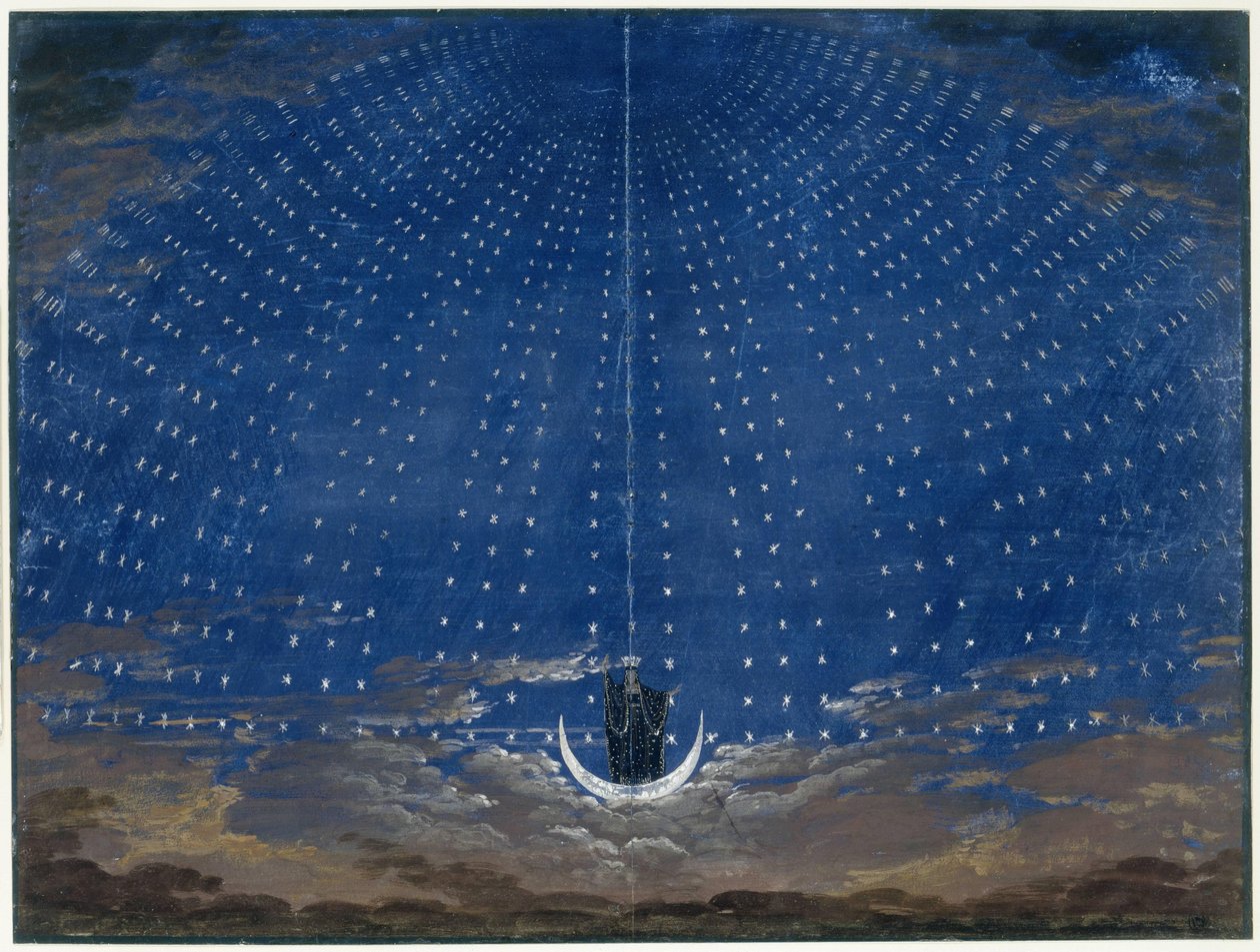 Toneelontwerp voor de Koningin van de Nacht (in Mozarts Toverfluit) door Karl Friedrich Schinkel