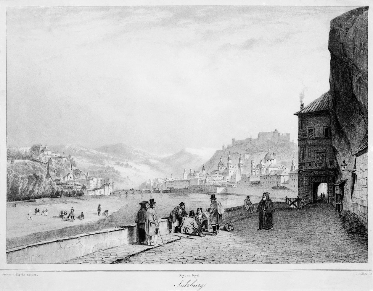 Salzburg, gegraveerd door Bayot en Cuvilier, 1840 door Karl Johann Billmark