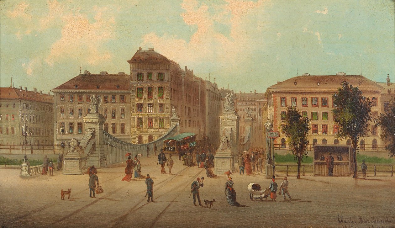 Die Aspernbrücke in Wien door Karl Kaufmann