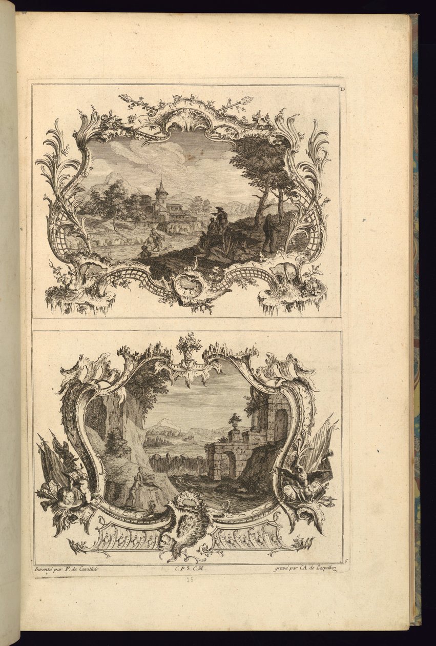 Ontwerp voor Twee Cartouches door Karl Albert von Lespilliez