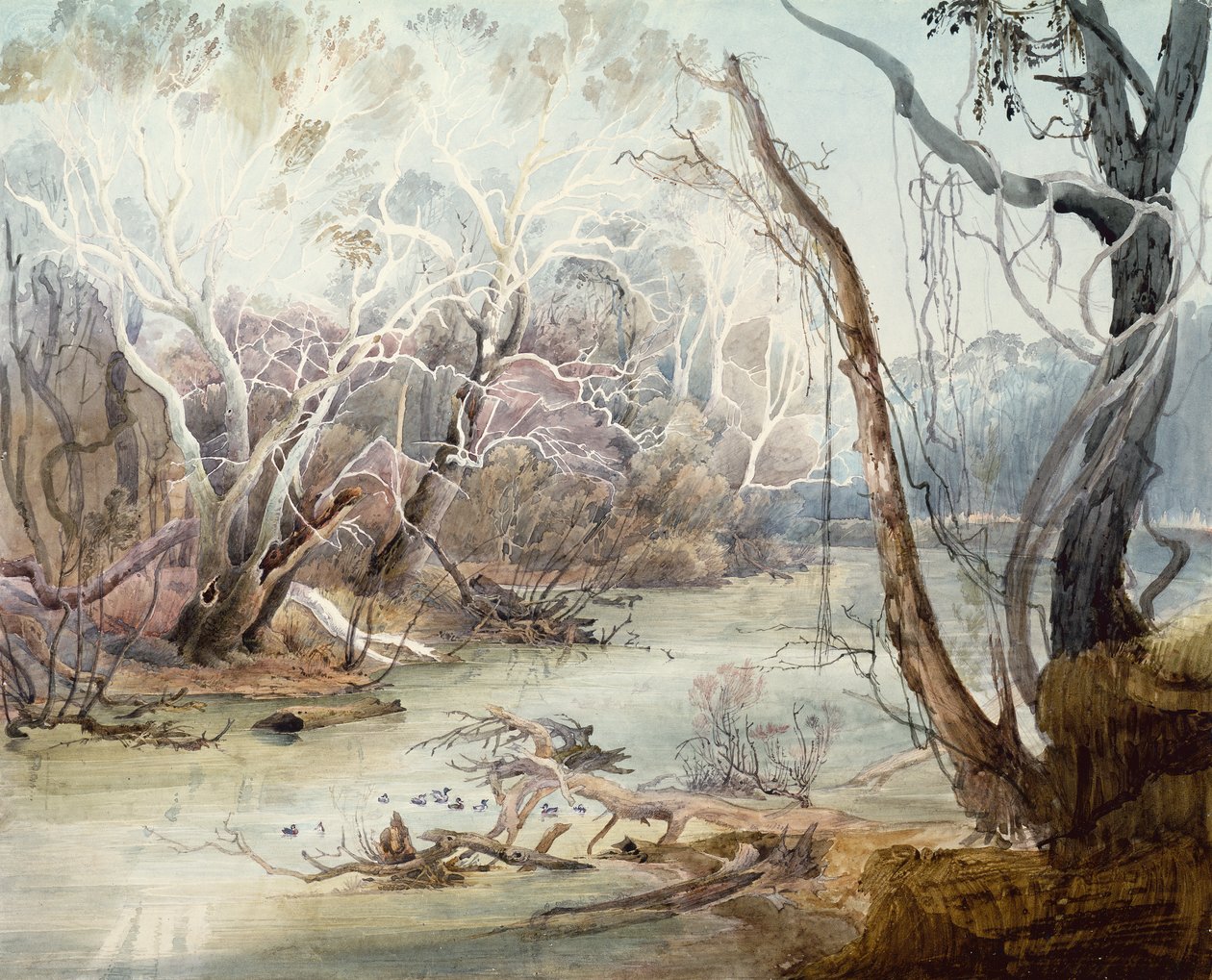 De Fox River bij New Harmony, Indiana door Karl Bodmer