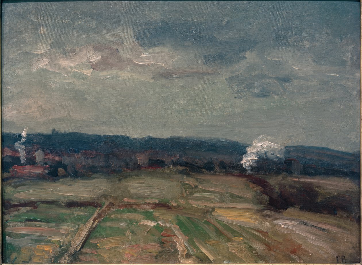 Landschap met twee rookwolken door Karl Peter Burnitz