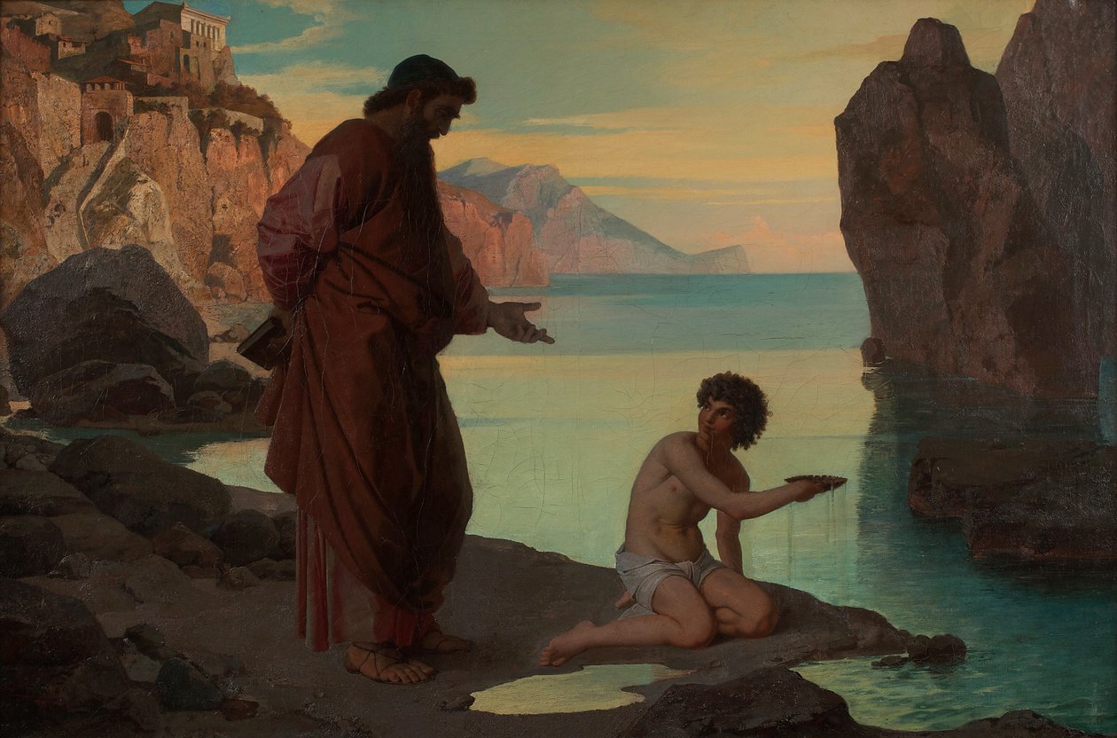 Heilige Augustinus met jongens aan zee door Karl Schönbrunner