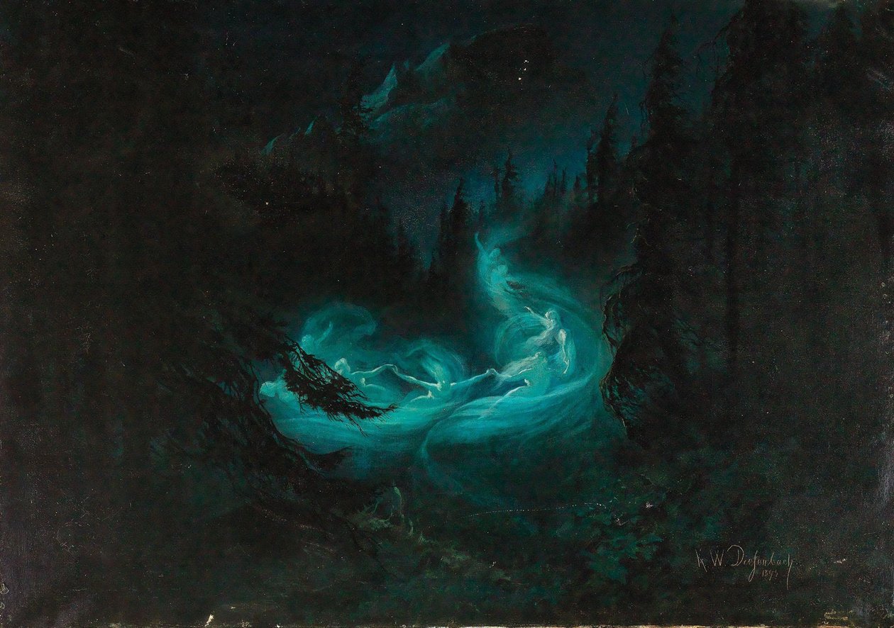 De feeëndans, 1895 door Karl Wilhelm Diefenbach