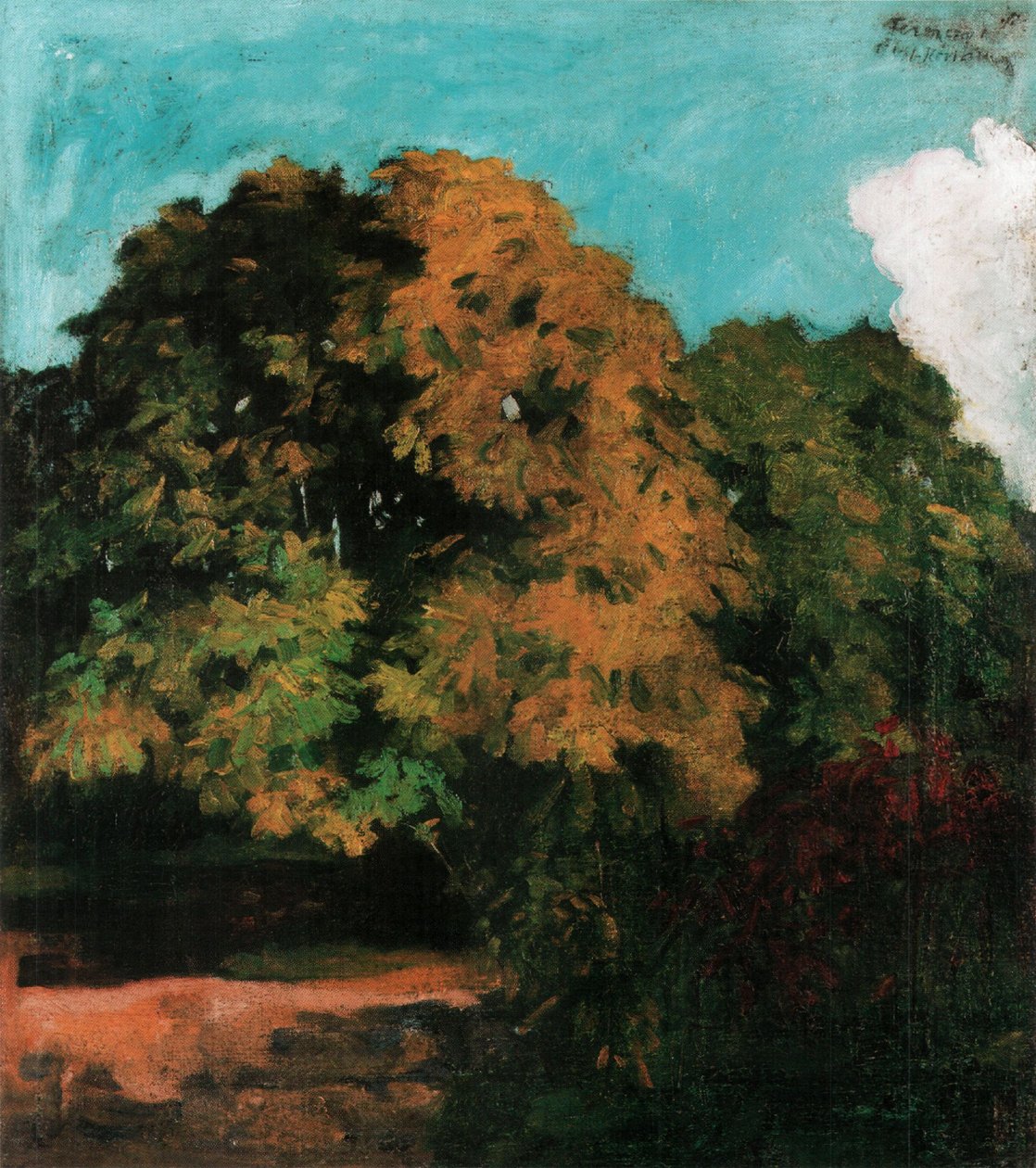Kastanjebomen in Nagybanya door Károly Ferenczy