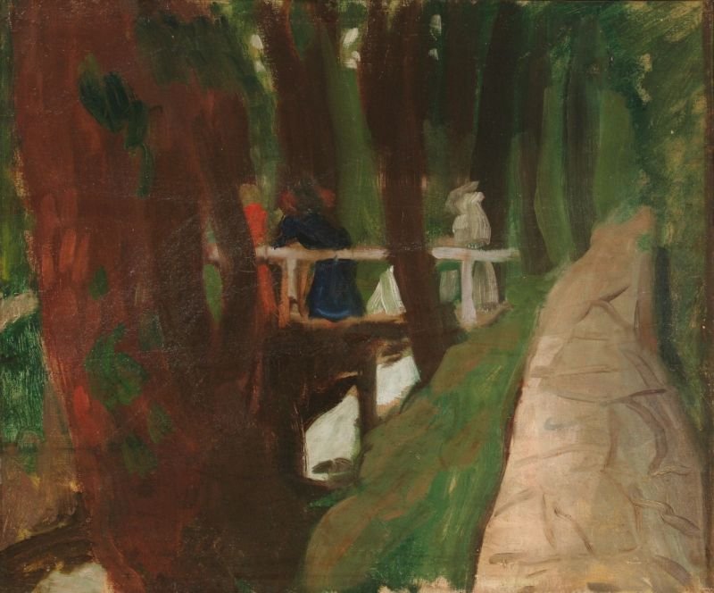 Beek met brug door Károly Ferenczy