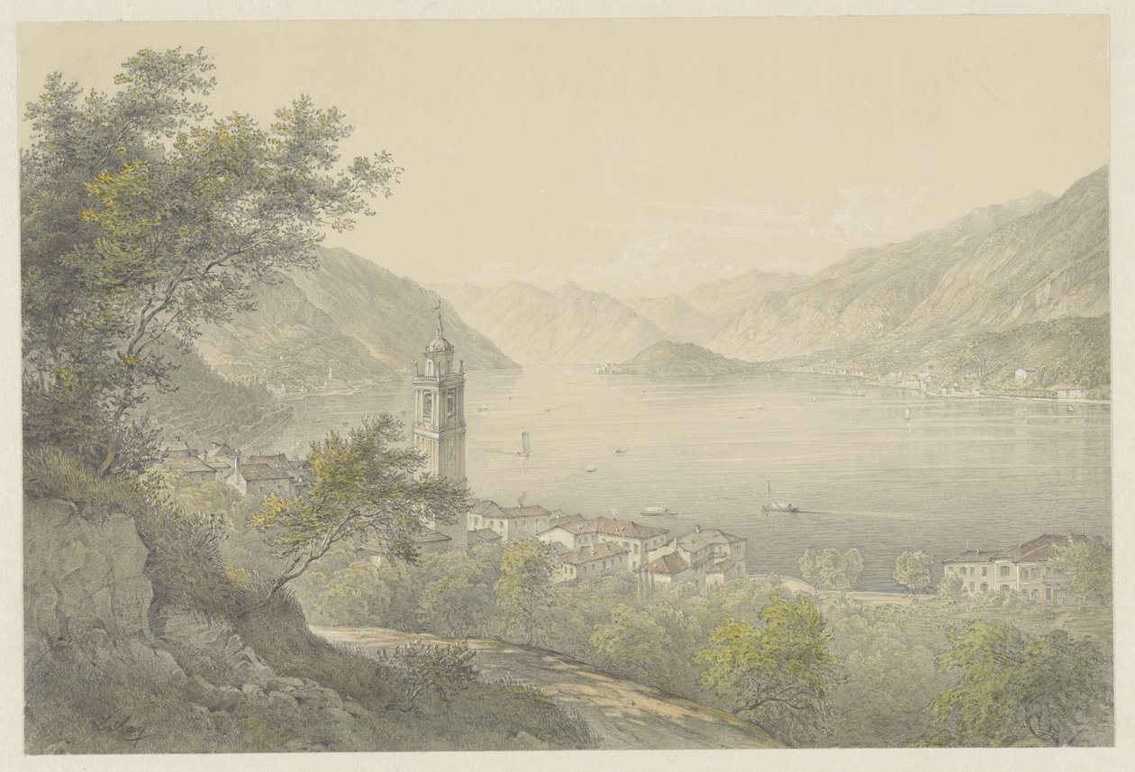 Bellagio, aan het Comomeer door Karoly Lajos Libay