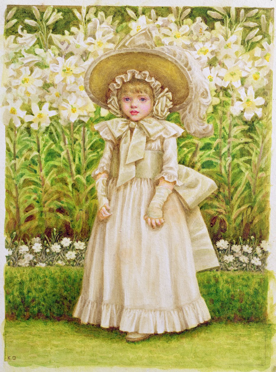 Kind in een witte jurk, ca. 1880 door Kate Greenaway