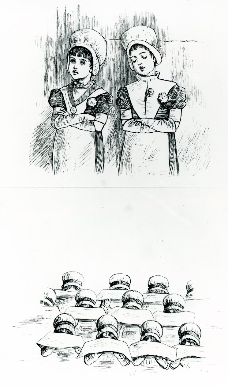 Liefdadigheidskinderen, ca. 1880 door Kate Greenaway