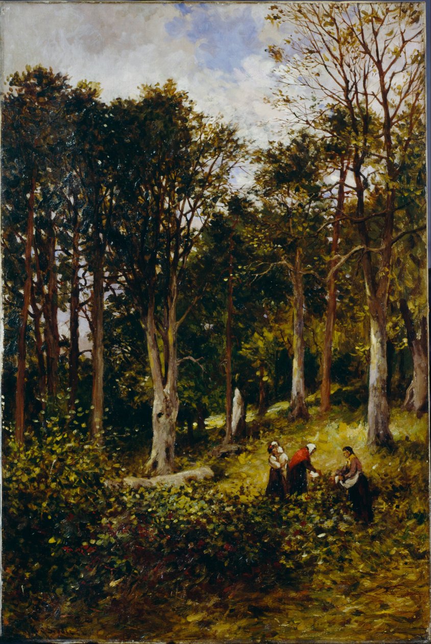 Landschap (Vier figuren in een bos) door Kate S. Brodie