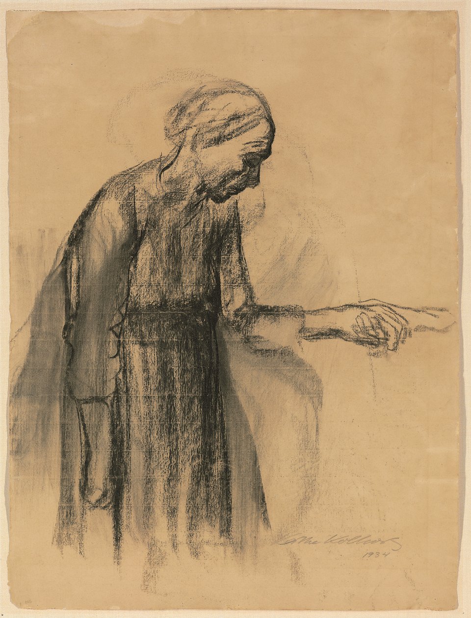 Vrouw vertrouwt zich toe aan de dood, 1934 door Käthe Kollwitz