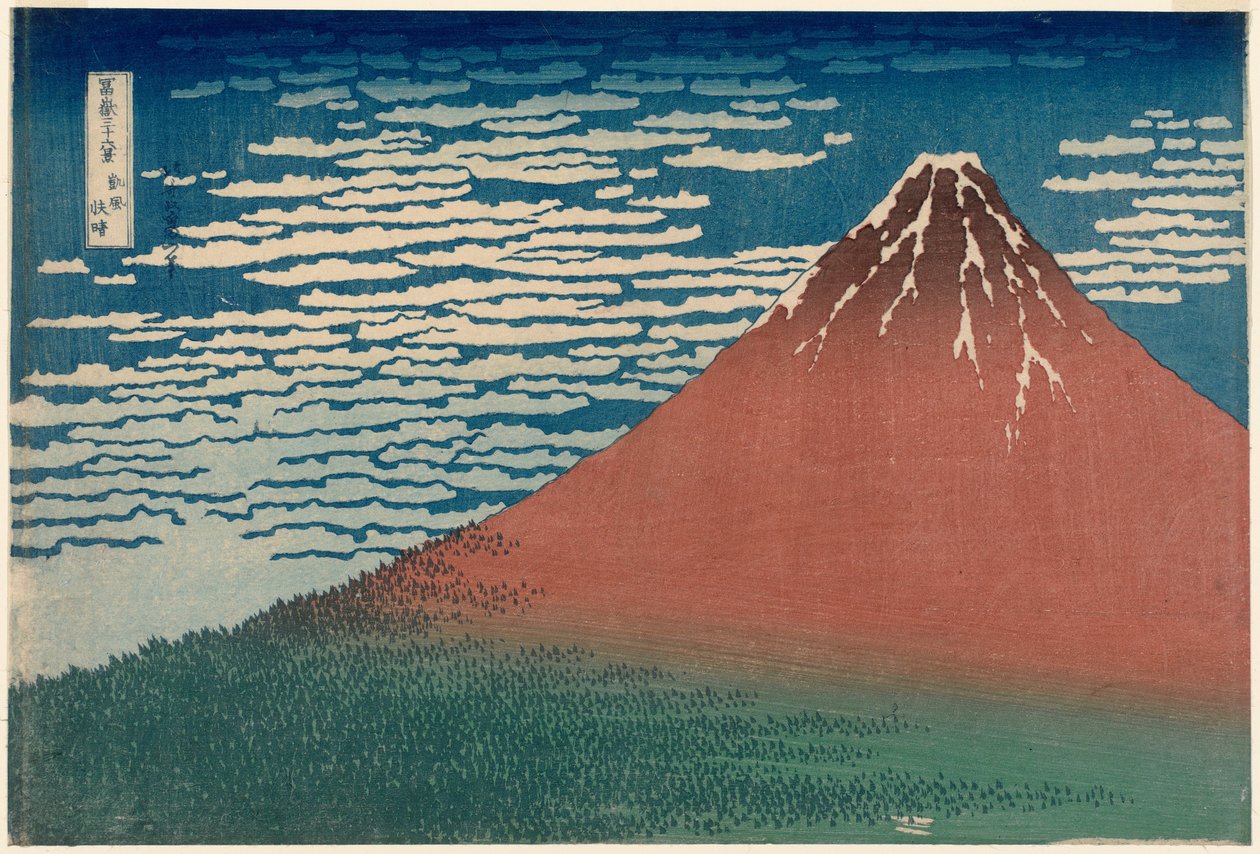 Rode Fuji door Katsushika Hokusai