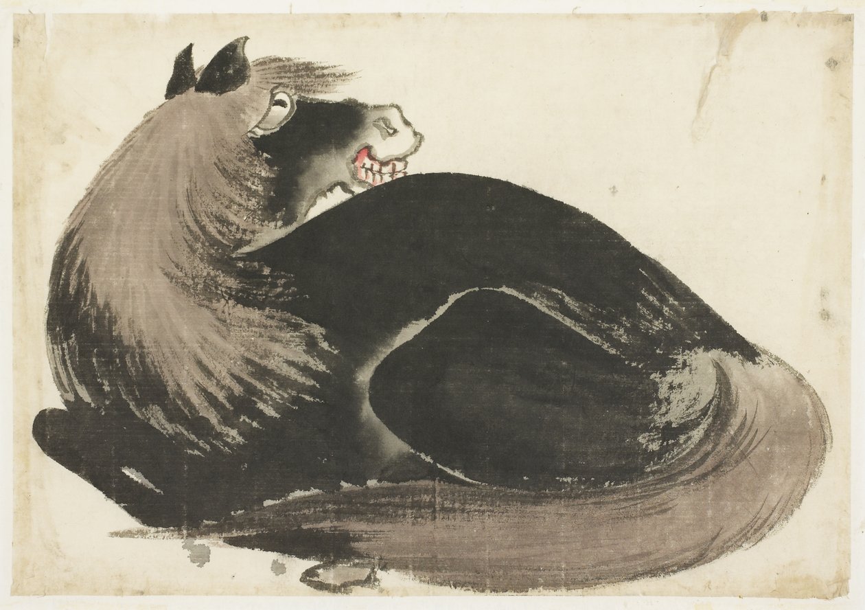 Liggend paard door Katsushika (school of) Hokusai