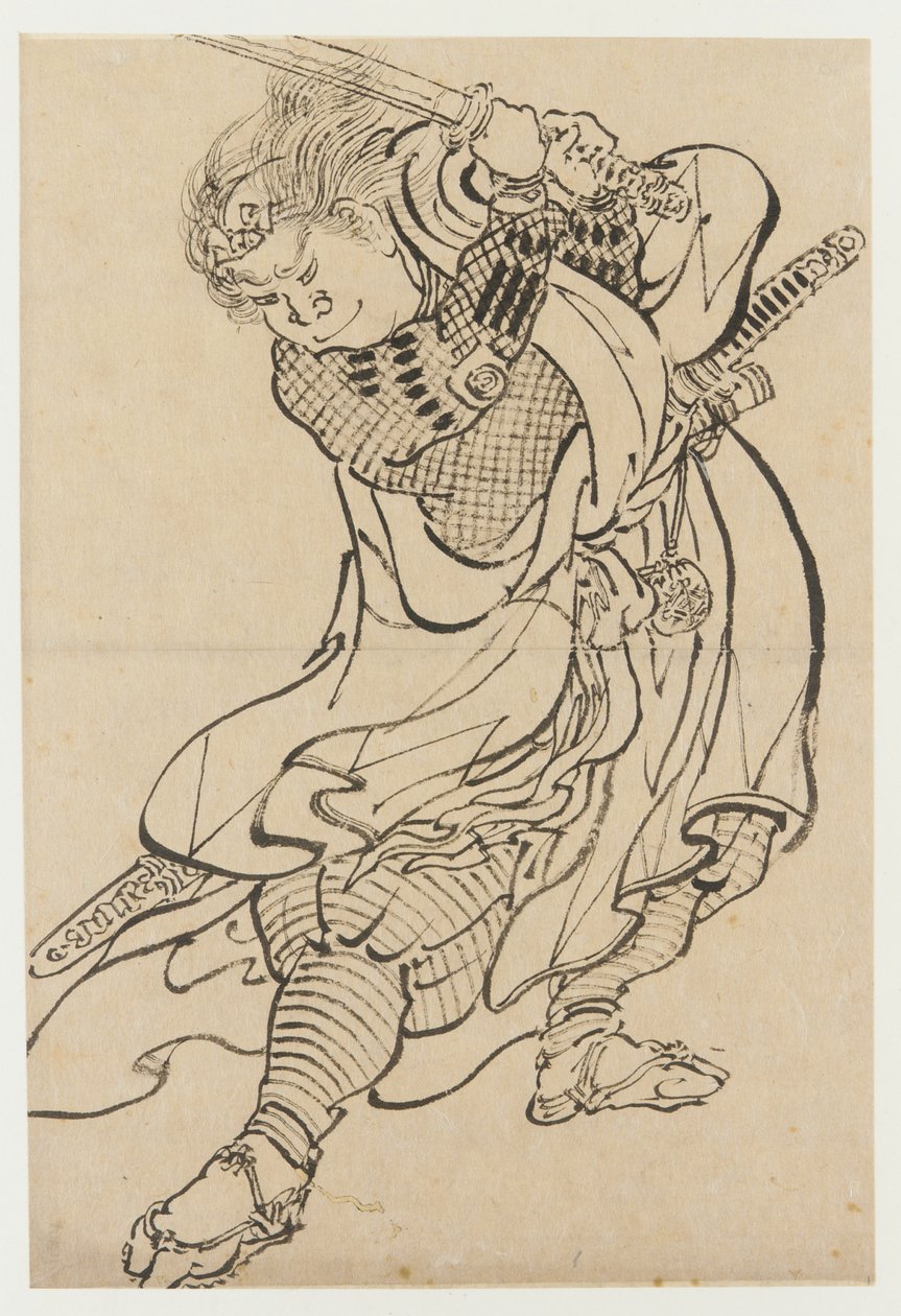 Een Krijger, eind 18e-begin 19e eeuw door Katsushika Hokusai