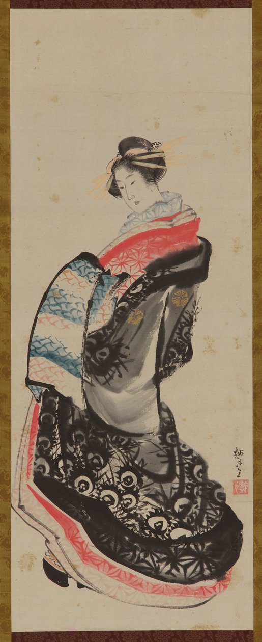 Een Courtisane Staand door Katsushika Hokusai