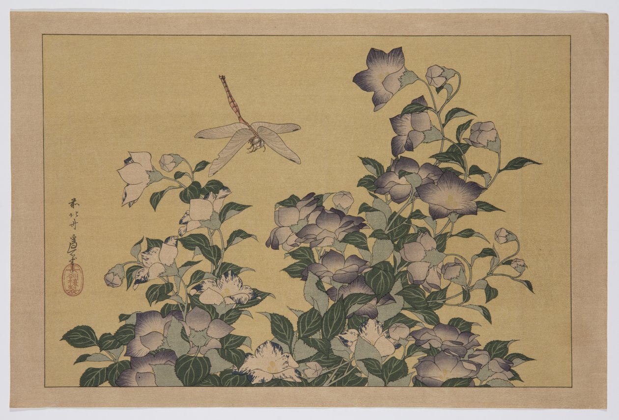Klokjesbloem en libel door Katsushika Hokusai