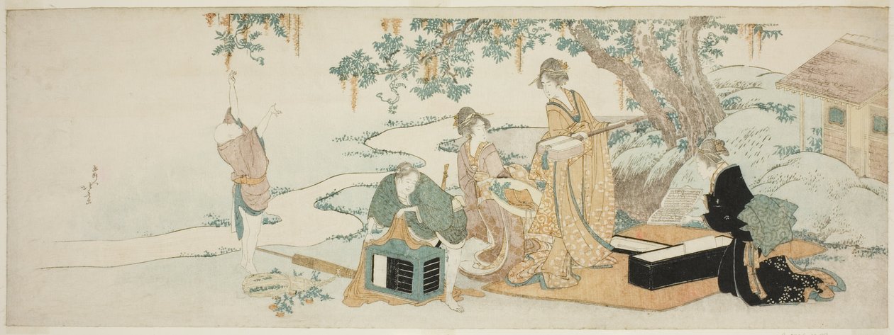 Picknickfeest door Katsushika Hokusai