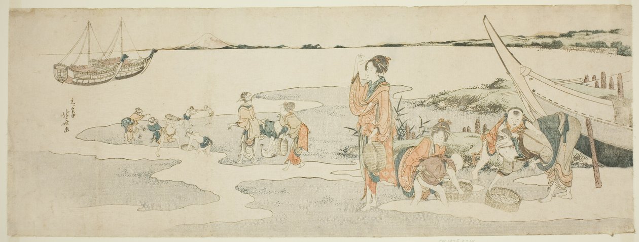 Schelpdieren verzamelen door Katsushika Hokusai