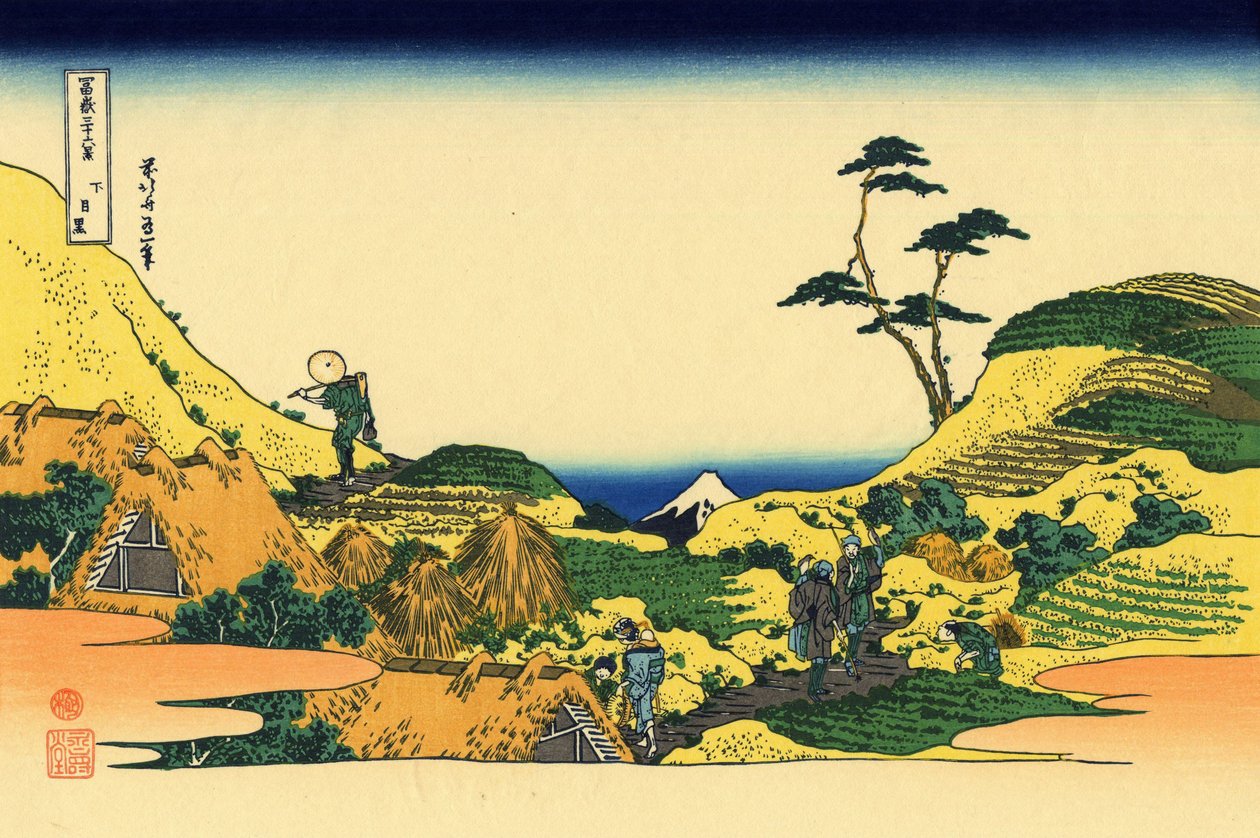 Shimomeguro, c.1830 (houtsnede) door Katsushika Hokusai