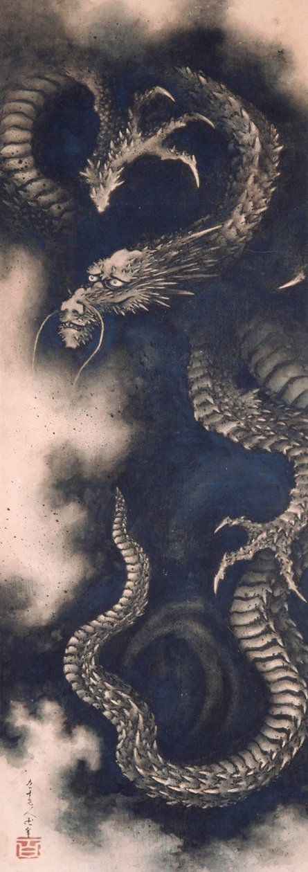 De draak tussen de wolken, 1849 door Katsushika Hokusai