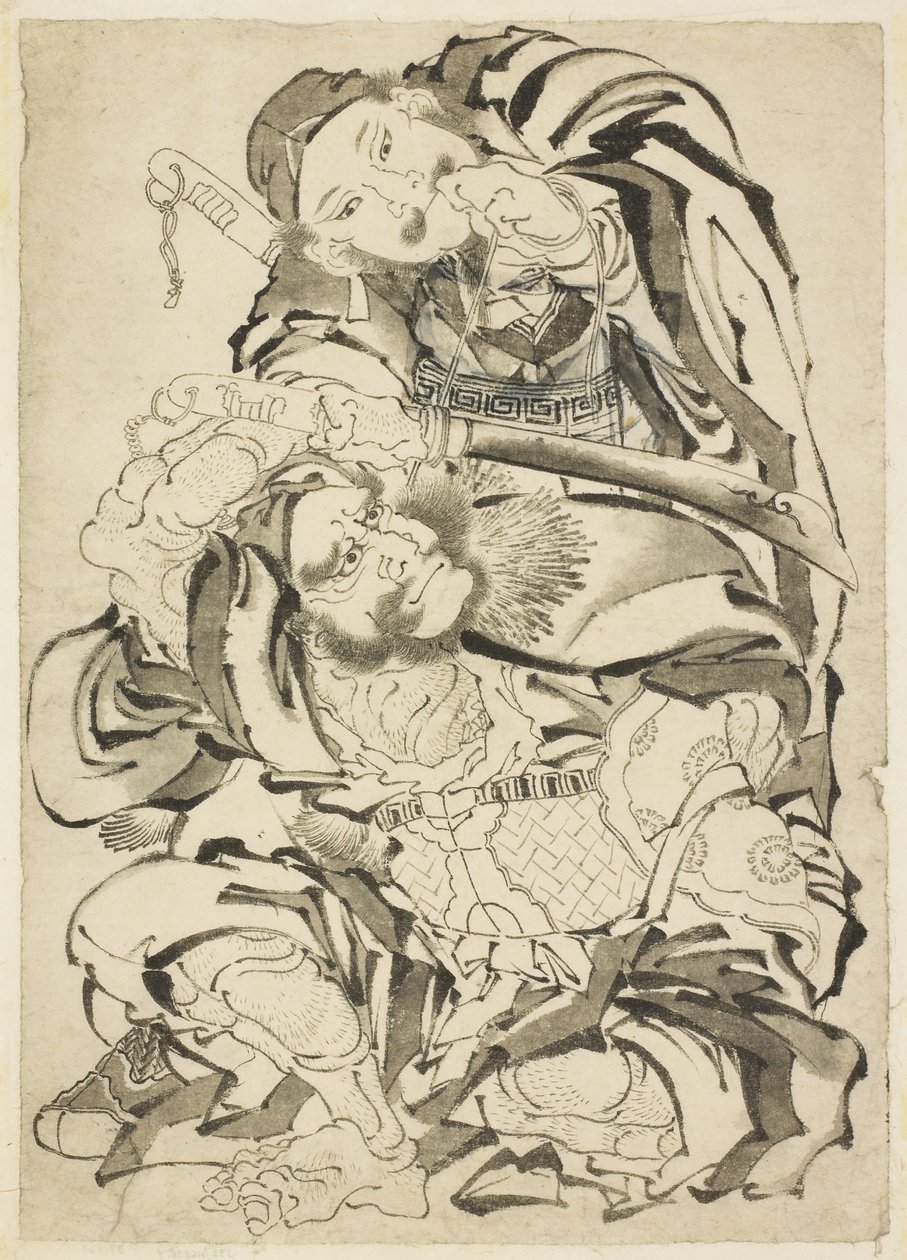 Twee Chinese Helden door Katsushika Hokusai