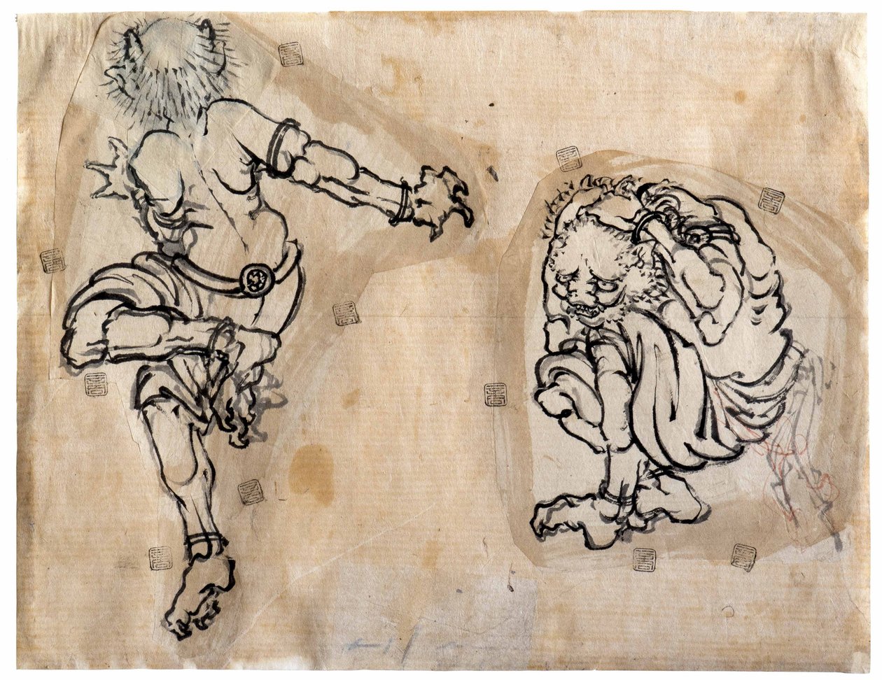 Twee Oni-demonen door Katsushika Hokusai