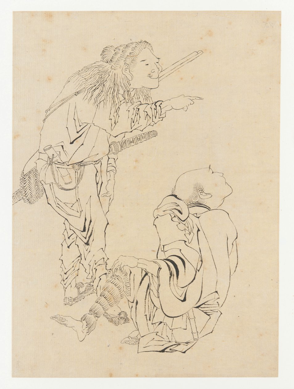 Twee jagers, Edo-periode, 19e eeuw door Katsushika Hokusai