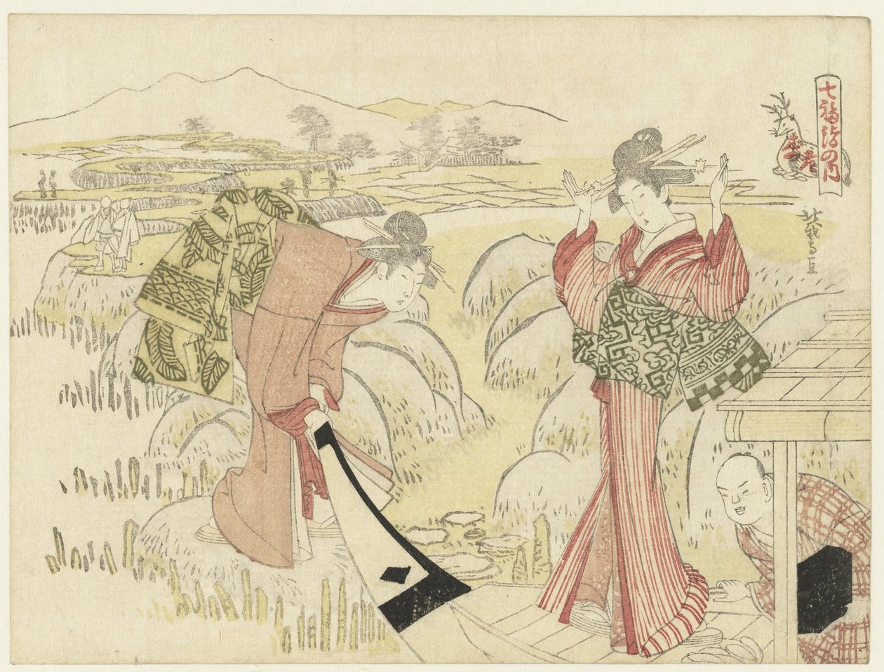 Vrouwen bij een boot door Katsushika Hôtei Hokuga